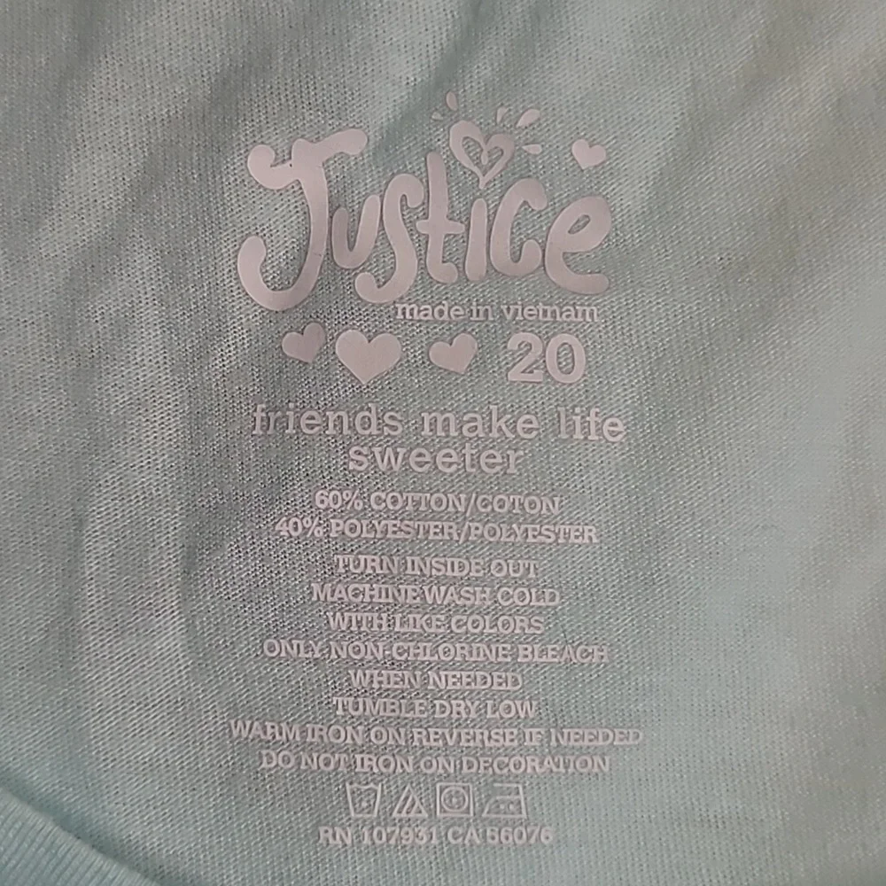 Justice Girls 20 teal short sleeve coffee and latte Tshirt